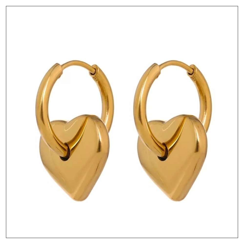 NEW 18K Gold Detachable Heart Earrings